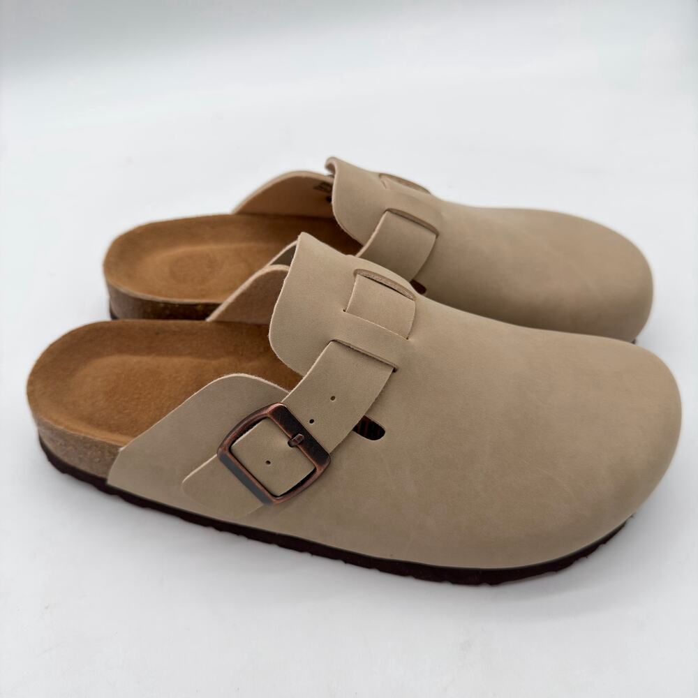 CushionAire Hana Cork Suede Footbed Cushioned Clog Comfort Casual Stone 8